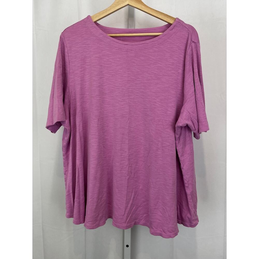 J. JILL Pima Slub Elbow Sleeve Tee Short Sleeve Shirt Purple Pink 2X Plus